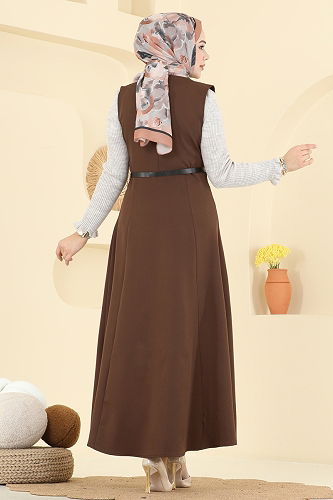 moda selvim DRESS 5095ERK1158 Brown - Thumbnail