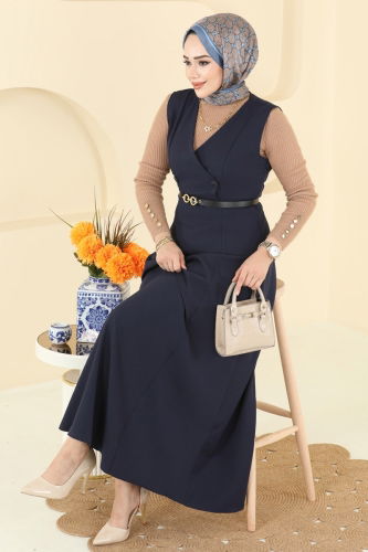 E.R.K. - DRESS 5095ERK1158 Navy Blue