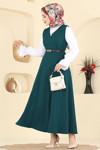 moda selvim DRESS 5095ERK1158 Petroleum - Thumbnail