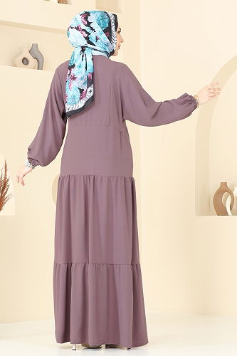 moda selvim Dress 5098UZ662 Dark Lilac - Thumbnail