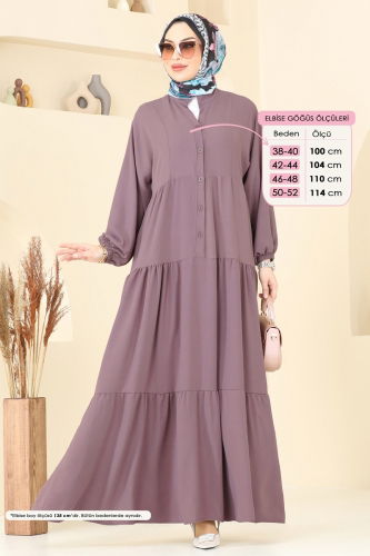 moda selvim الفستان ليلكي غامق 5098UZ662 - Thumbnail