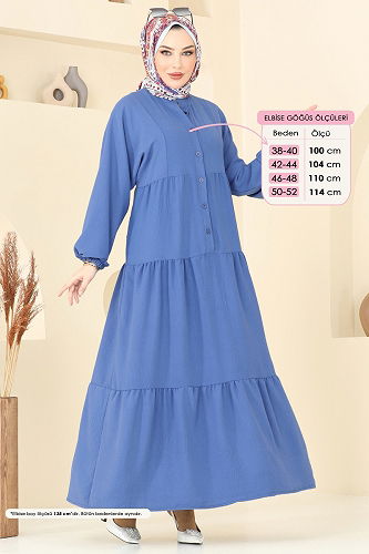 moda selvim Dress 5098UZ662 Indigo - Thumbnail