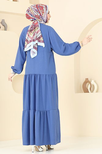 moda selvim الفستان ازرق 5098UZ662 - Thumbnail