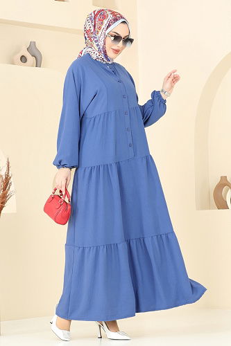 moda selvim الفستان ازرق 5098UZ662 - Thumbnail