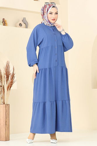 moda selvim الفستان ازرق 5098UZ662 - Thumbnail