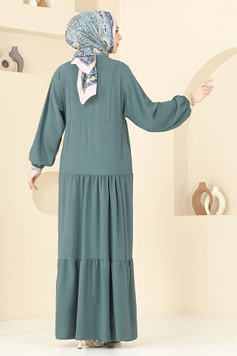 moda selvim الفستان أخضر باهت 5098UZ662 - Thumbnail