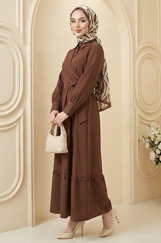 moda selvim Dress 5100DNZ1191-M Brown - Thumbnail