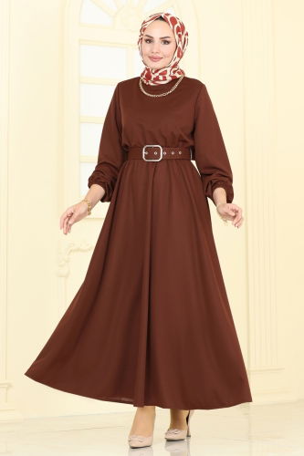 moda selvim Dress 510MP806 Brown - Thumbnail