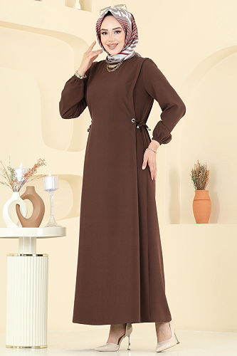 moda selvim Dress 5110ERK1158 Brown - Thumbnail