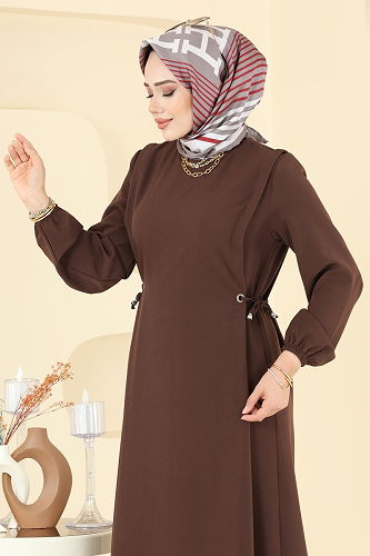 moda selvim Dress 5110ERK1158 Brown - Thumbnail