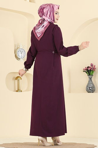 moda selvim Dress 5110ERK1158 Damson - Thumbnail