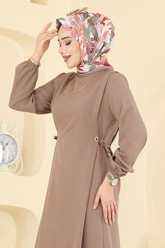 moda selvim الفستان بيج 5110ERK1158 - Thumbnail