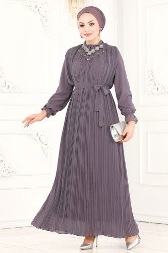 moda selvim Dress 5119AL357 Lilac - Thumbnail