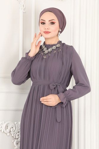 moda selvim Dress 5119AL357 Lilac - Thumbnail