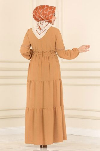 moda selvim Dress 5134AL357 Latte - Thumbnail