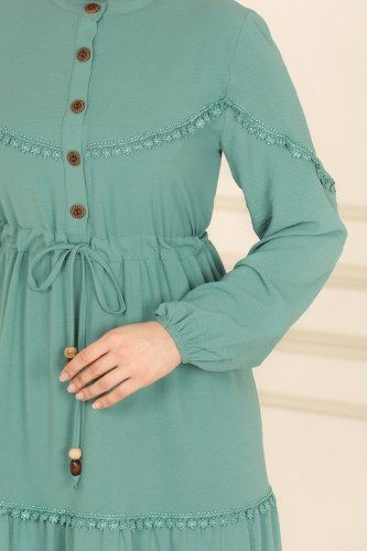 moda selvim 5134AL357 تركوازي فستان - Thumbnail