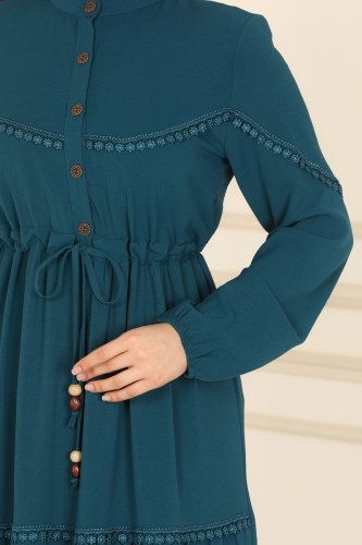 moda selvim Dress 5134AL357 Petroleum - Thumbnail