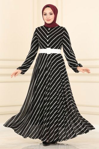 moda selvim Dress 5148AL357 Black - Thumbnail