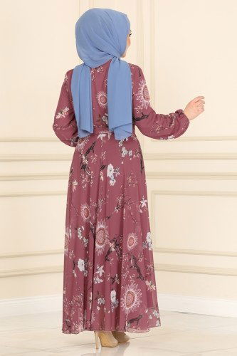 moda selvim Dress 5149AL357 Dried Rose - Thumbnail