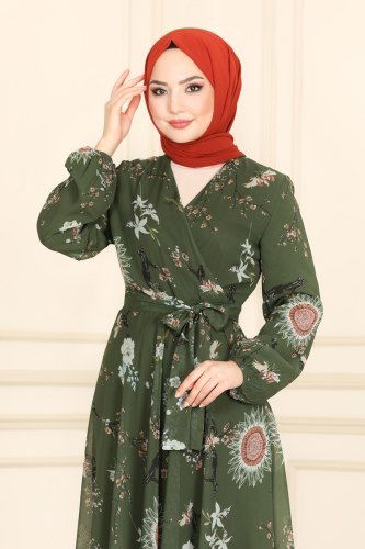 moda selvim 5149AL357 العفني فستان - Thumbnail
