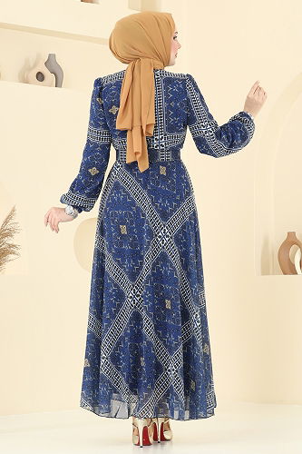 moda selvim Dress 5150AL357 Navy Blue - Thumbnail