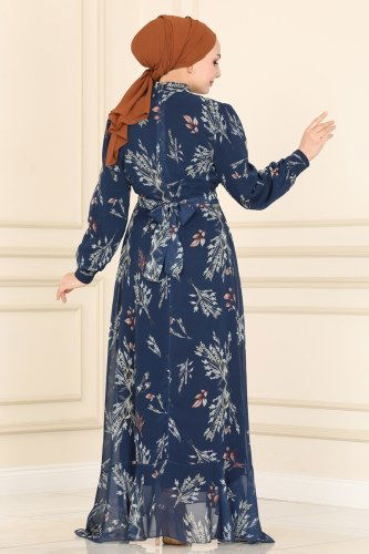 moda selvim Dress 5152AL357 Navy Blue - Thumbnail