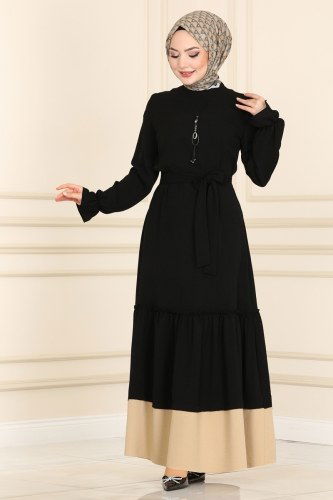 moda selvim Dress 5155AL357 Black&Vision - Thumbnail