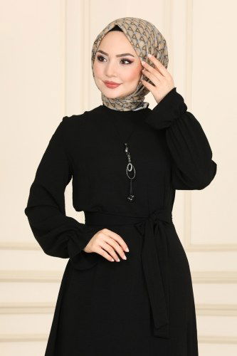moda selvim Dress 5155AL357 Black&Vision - Thumbnail