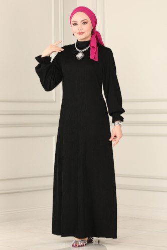 moda selvim Dress 5157AL357 Black - Thumbnail
