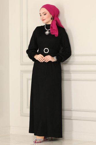 moda selvim Dress 5157AL357 Black - Thumbnail