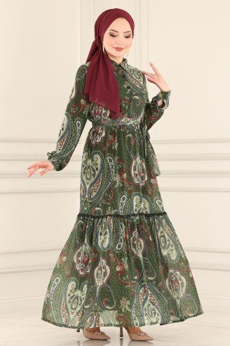 moda selvim 5159AL357 العفني فستان - Thumbnail