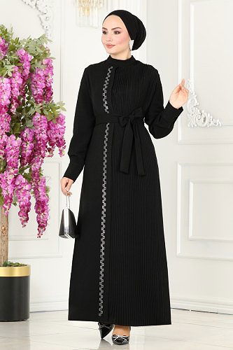 moda selvim Dress 5187AL357 Black - Thumbnail