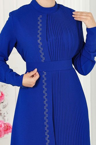 moda selvim 5187AL357 ازرق فستان - Thumbnail