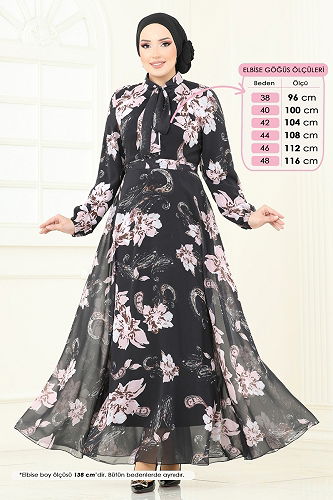 moda selvim Dress 5188AL357 Black - Thumbnail