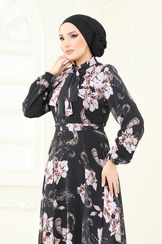 moda selvim الفستان أسود 5188AL357 - Thumbnail