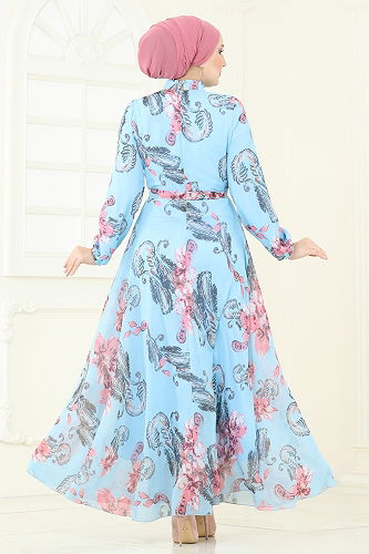 moda selvim Dress 5188AL357 Blue - Thumbnail