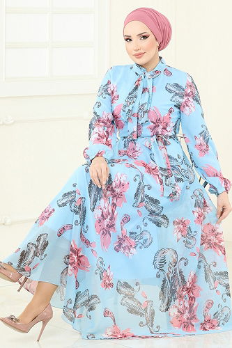 moda selvim الفستان أزرق 5188AL357 - Thumbnail