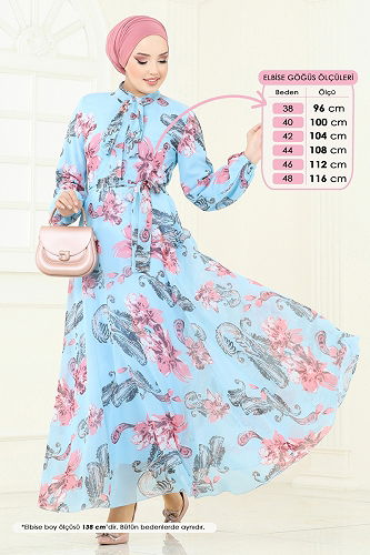 moda selvim الفستان أزرق 5188AL357 - Thumbnail