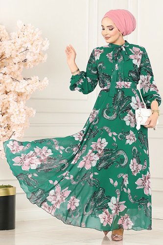 moda selvim الفستان زيتي 5188AL357 - Thumbnail