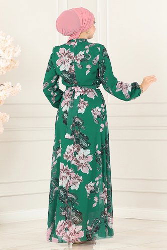 moda selvim الفستان زيتي 5188AL357 - Thumbnail