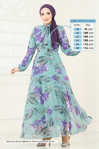 moda selvim الفستان أخضر باهت 5188AL357 - Thumbnail