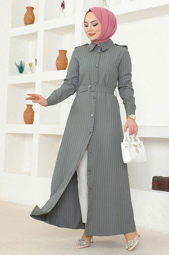 moda selvim Dress 5192AL357 Gray - Thumbnail