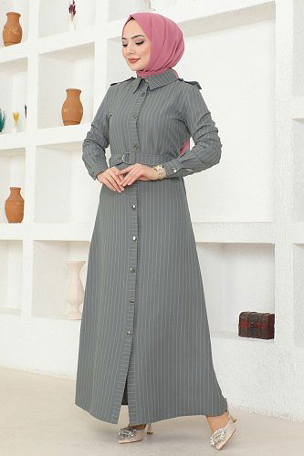 moda selvim 5192AL357 الفضي فستان - Thumbnail