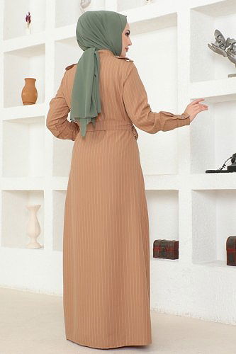 moda selvim Dress 5192AL357 Latte - Thumbnail