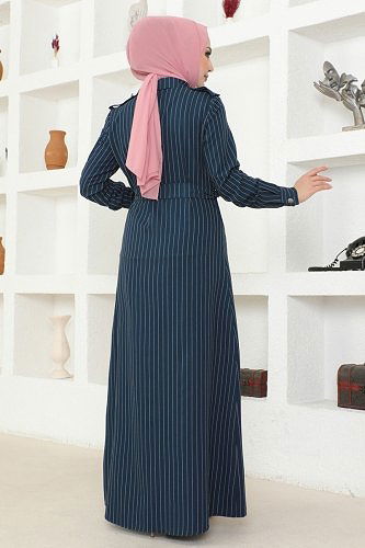 moda selvim Dress 5192AL357 Petroleum - Thumbnail