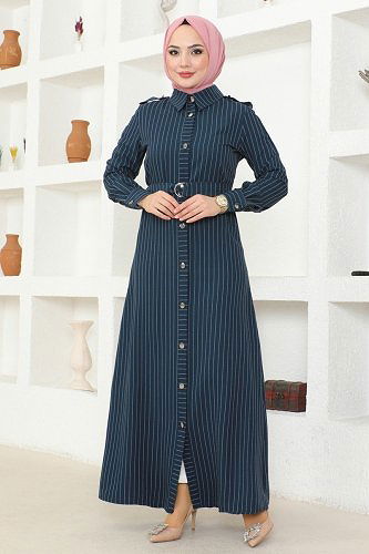 moda selvim 5192AL357 بترولي فستان - Thumbnail