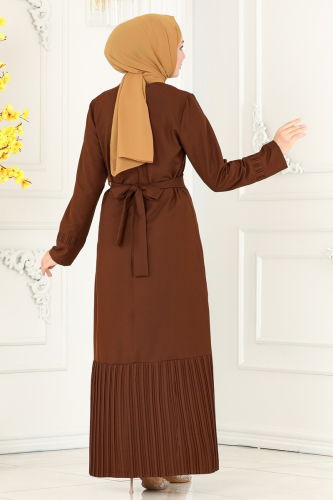 moda selvim Dress 5201AL357 Brown - Thumbnail