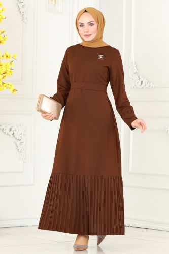 moda selvim Dress 5201AL357 Brown - Thumbnail