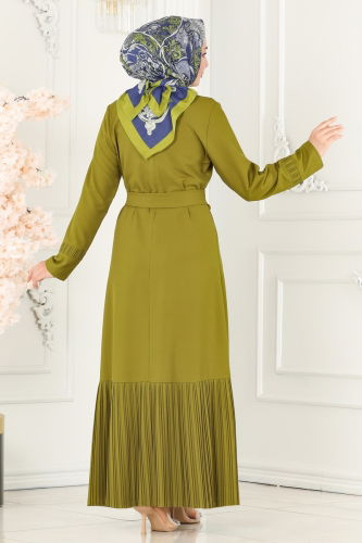 moda selvim Dress 5201AL357 Oil Green - Thumbnail