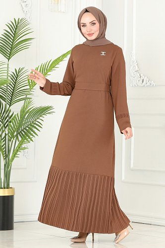 moda selvim الفستان عسلي 5201AL357 - Thumbnail